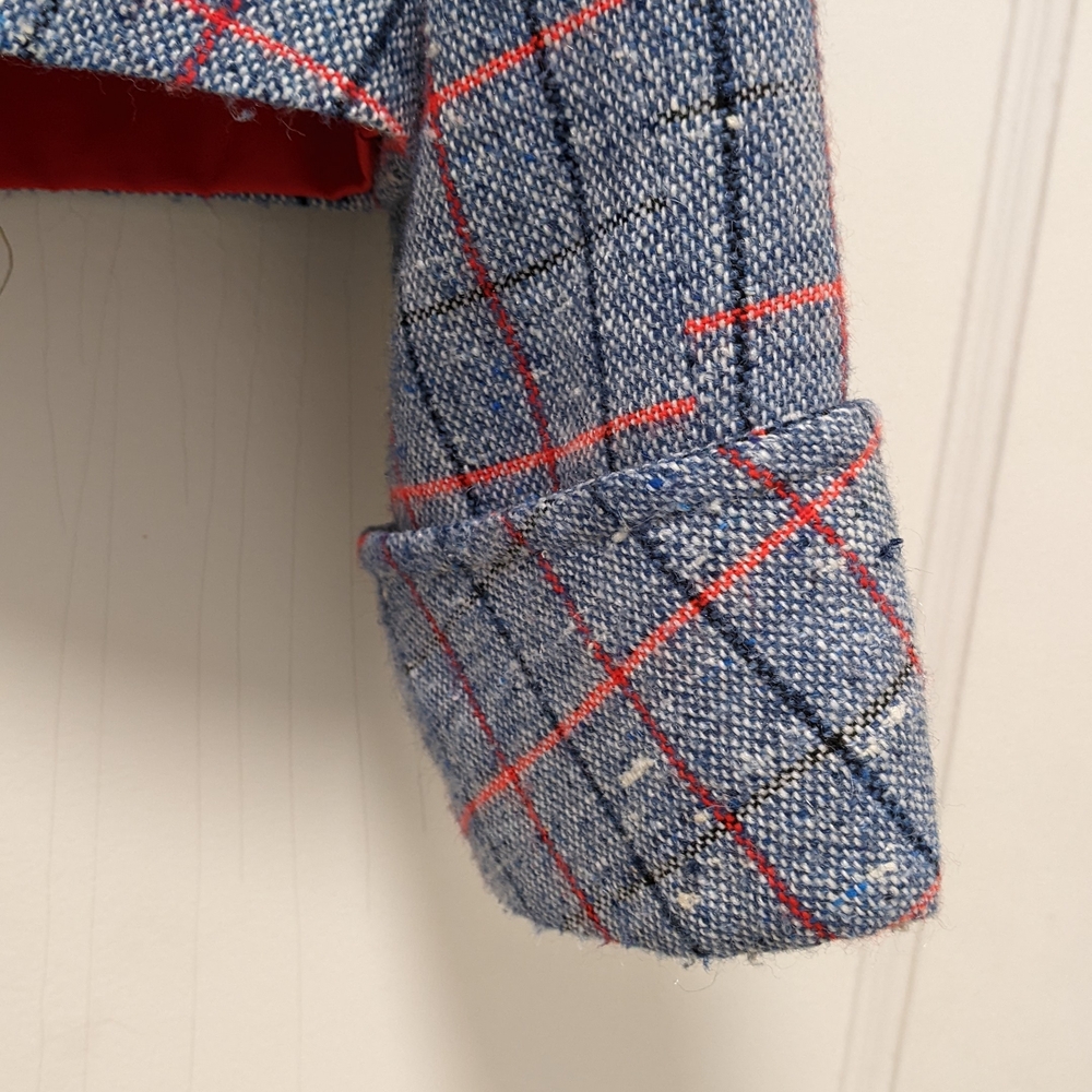 Vintage Blue and Red Plaid Women's Jacket - Picture 4 of 8